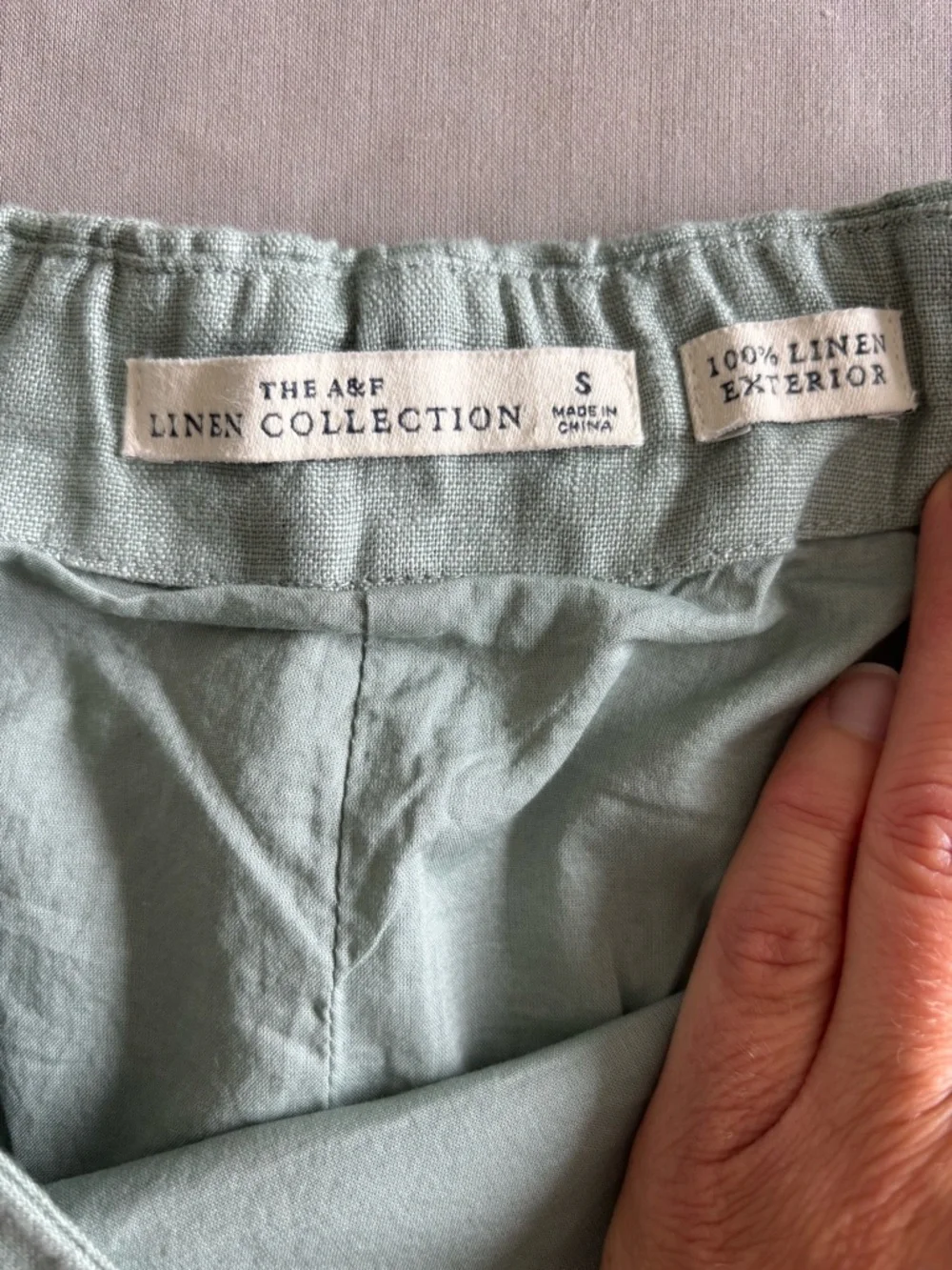 Abercrombie & Fitch Sage Green Scalloped Hem Linen Midi Skirt Coastal Small - Picture 6 of 9